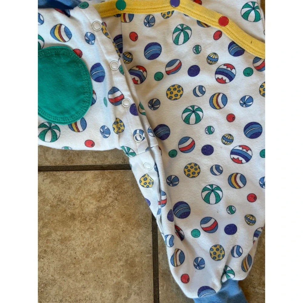 Vintage Gymboree Newborn Beach Ball Print Romper Primary Colors Cotton 90s